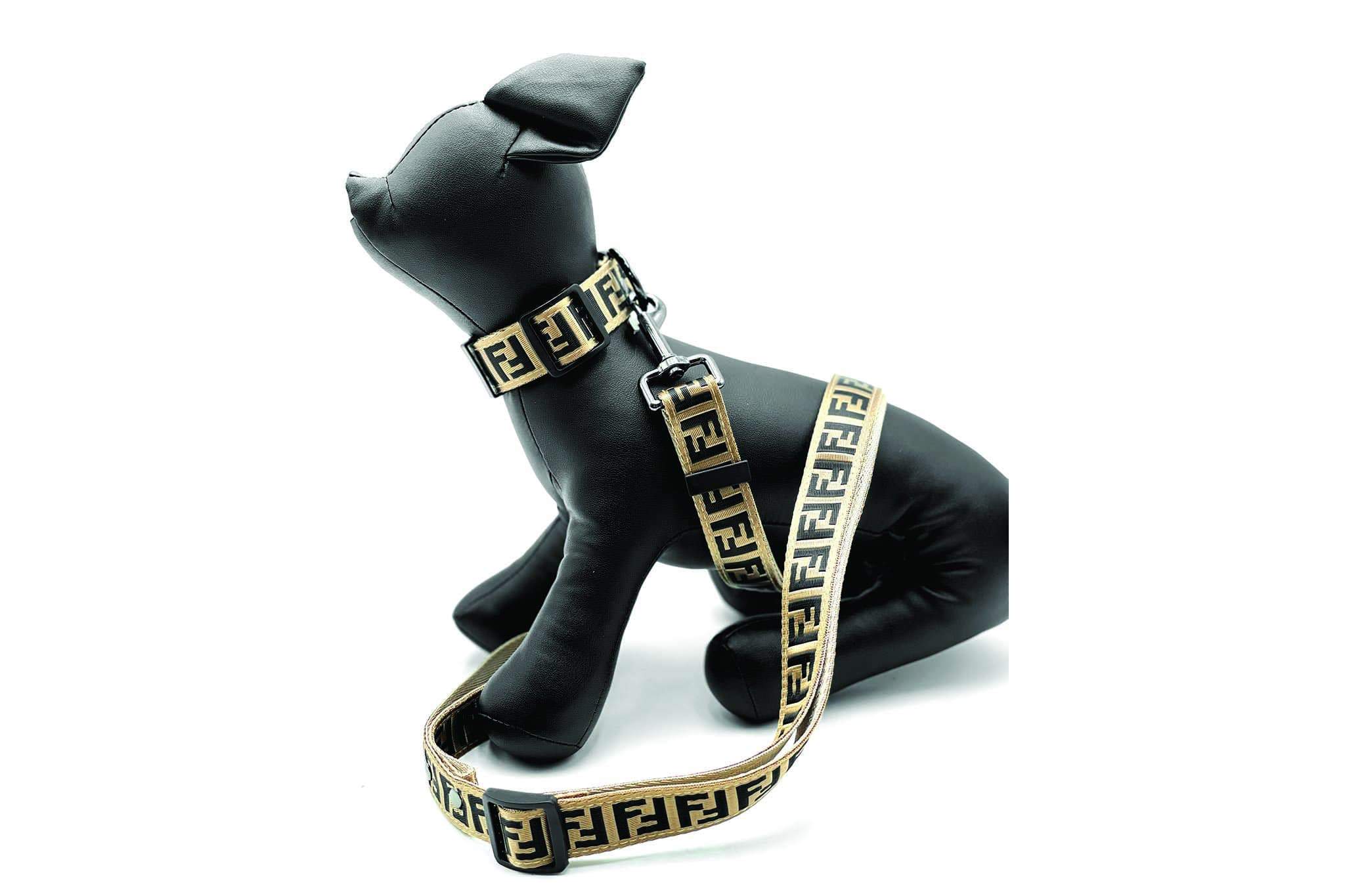 luxury harness, luxury dog collar, fendi dog collar, luxury dog